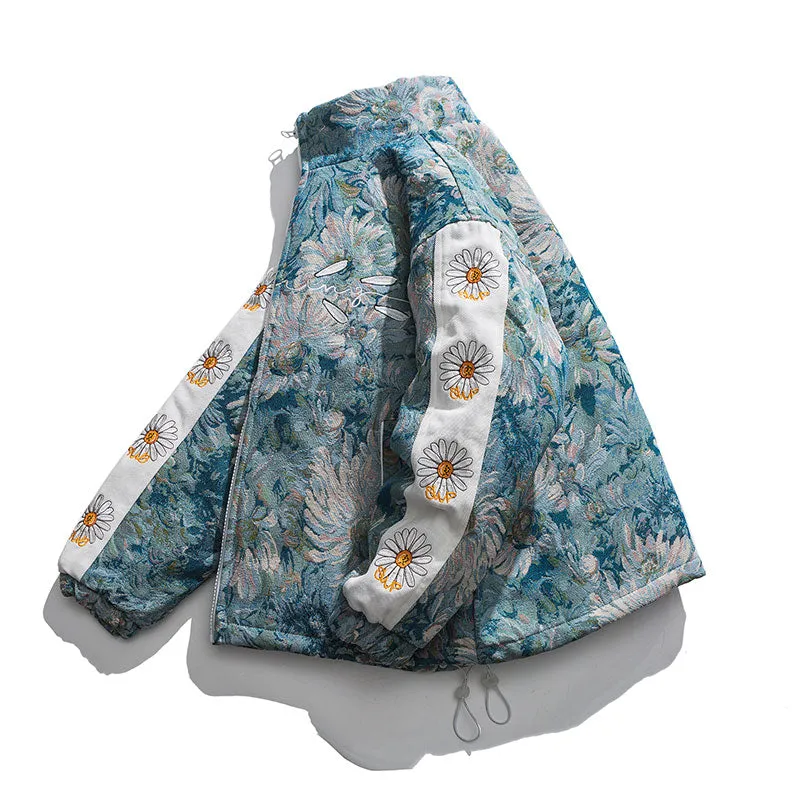 ALISONDRA MOQUEN DAISY GOLDEN PRINT THICK PADDED UNISEX JACKET
