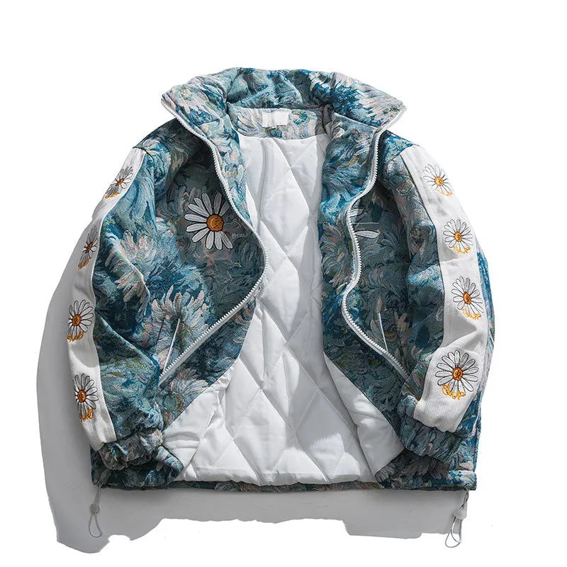 ALISONDRA MOQUEN DAISY GOLDEN PRINT THICK PADDED UNISEX JACKET