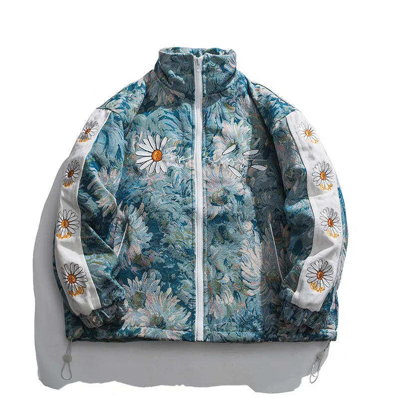 ALISONDRA MOQUEN DAISY GOLDEN PRINT THICK PADDED UNISEX JACKET