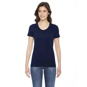 American Apparel Women's Navy Poly-Cotton Short-Sleeve Crewneck