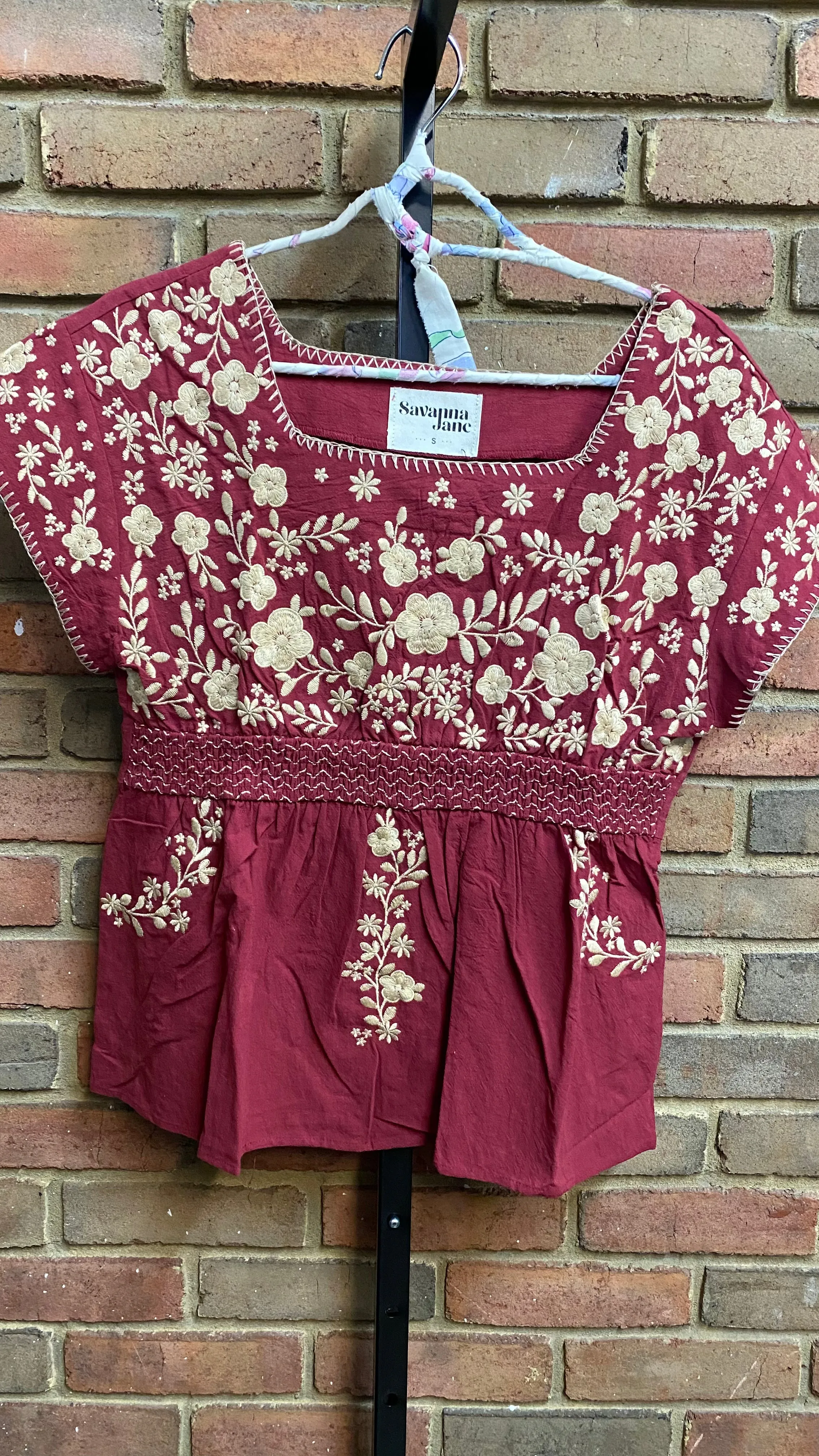 Babydoll Floral Embroidery Top #079