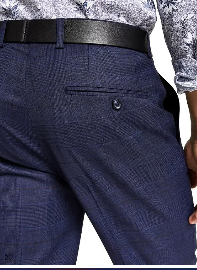 Bar Iii Mens Slim fit Dress Pants 30 / 32 Blue Plaid