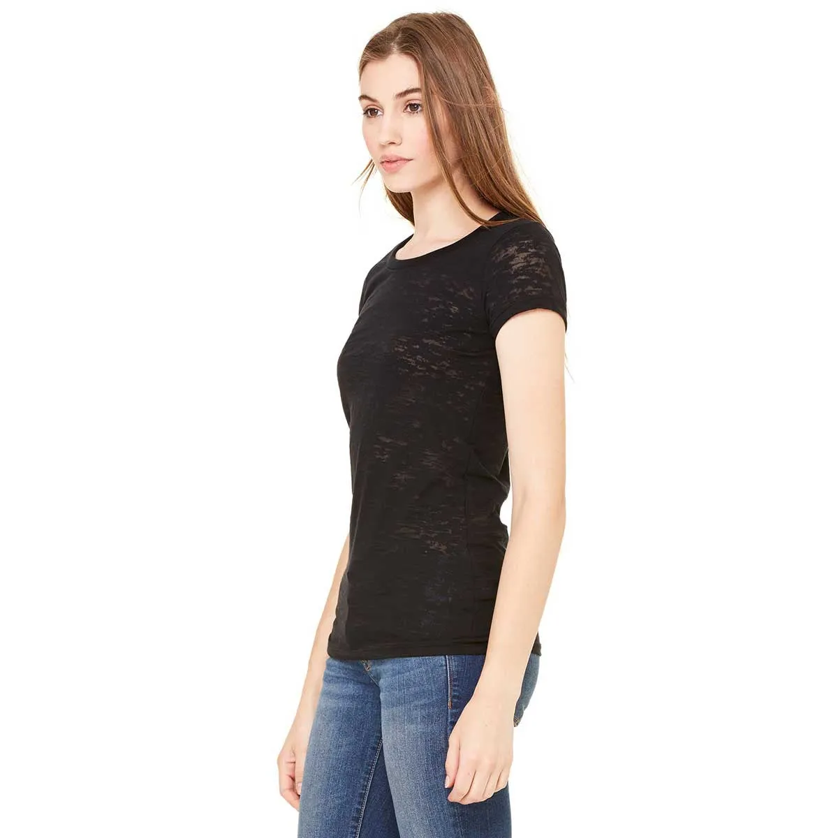 Bella   Canvas Women's Black Burnout Short-Sleeve T-Shirt