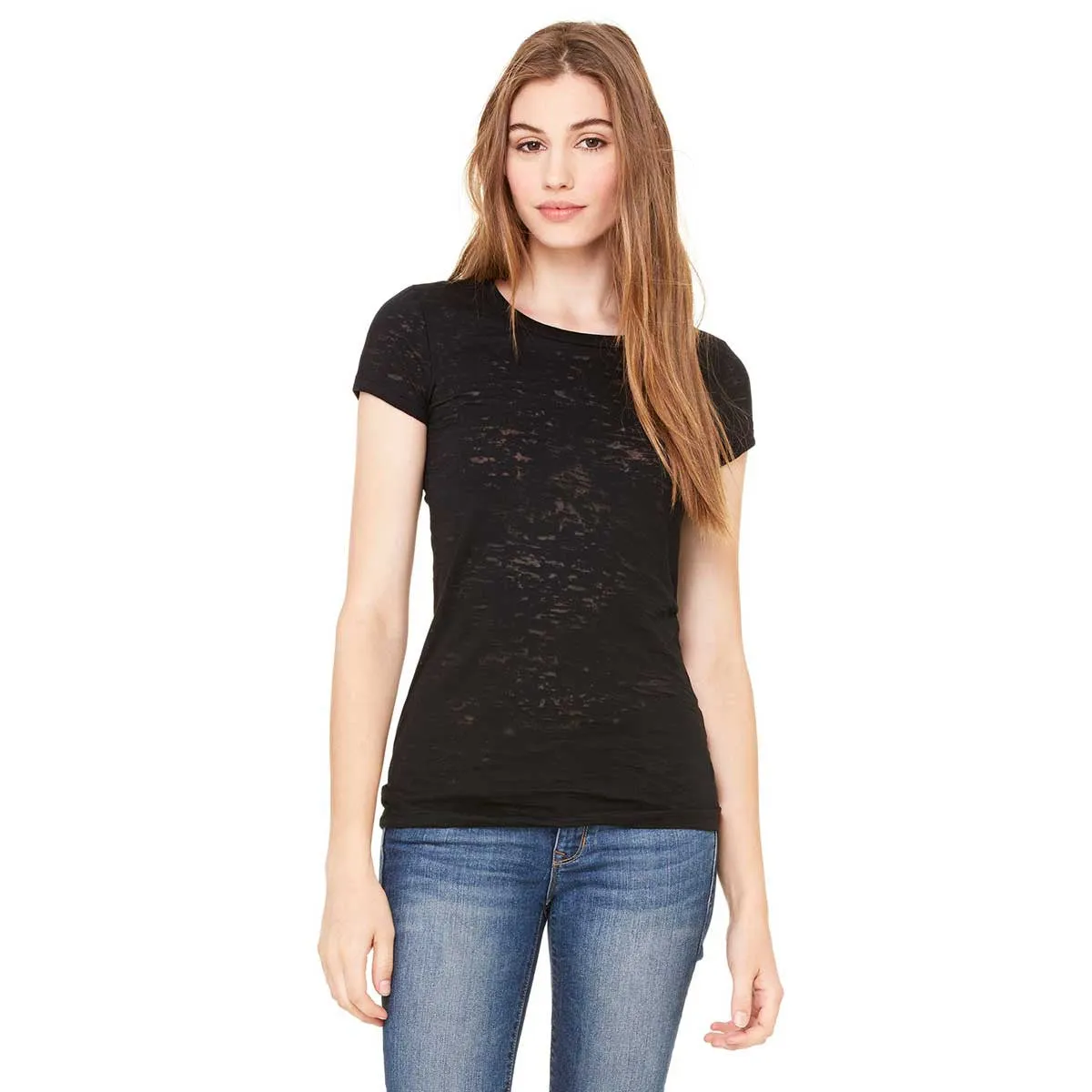 Bella   Canvas Women's Black Burnout Short-Sleeve T-Shirt