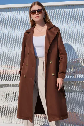 BGD Women Double-Breasted Trench Coat - Brown - Avondale