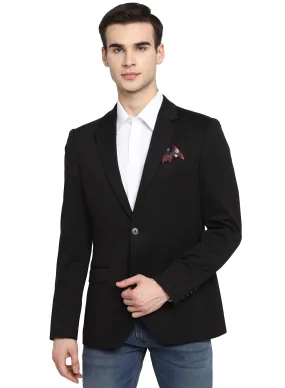 Black Knit Notch Collar Jacket