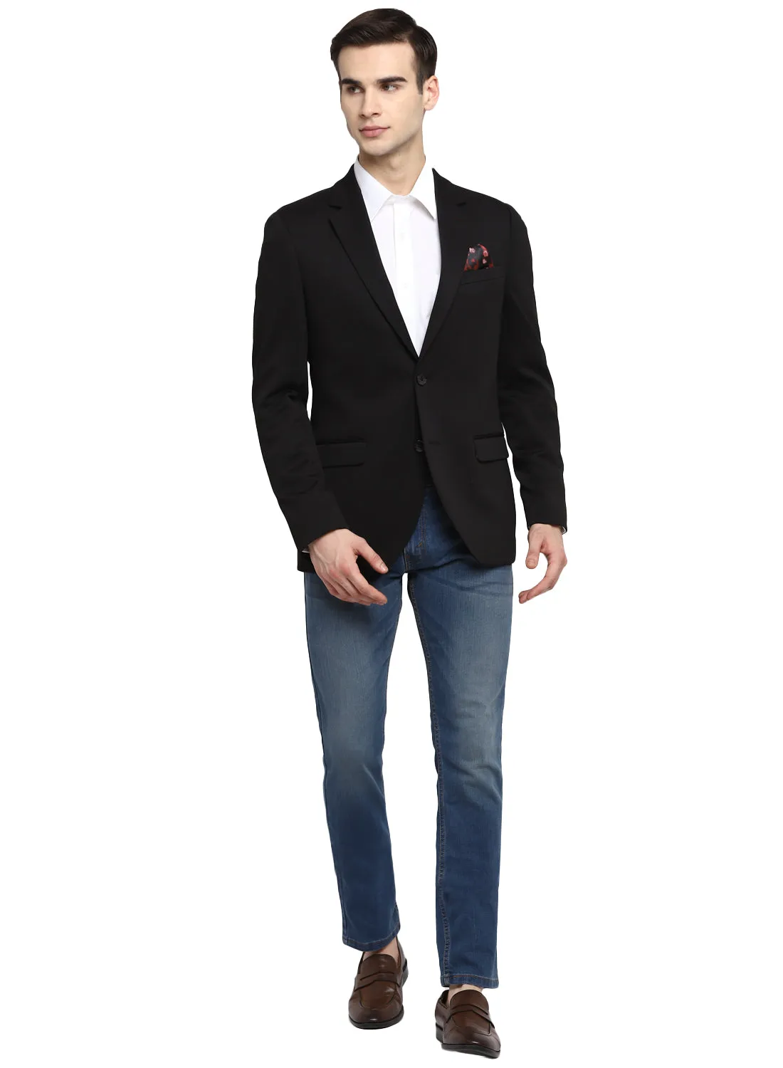 Black Knit Notch Collar Jacket