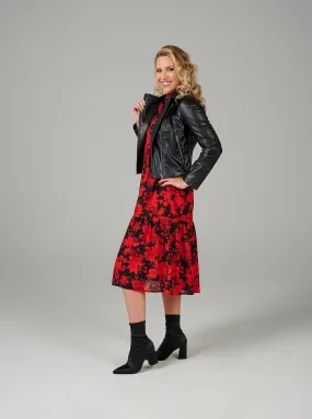 Black Notched Collar Leather Jacket