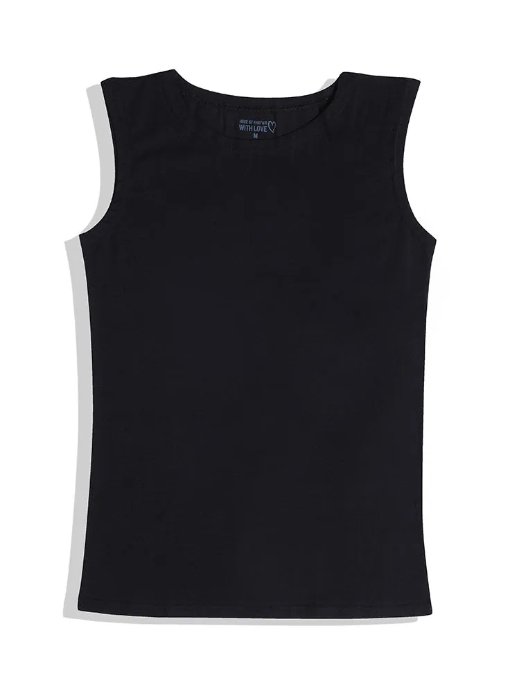 Black Sleeveless Slim Fit Top