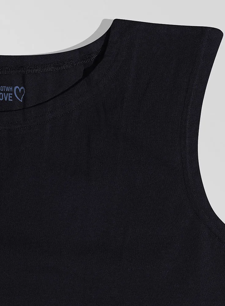 Black Sleeveless Slim Fit Top