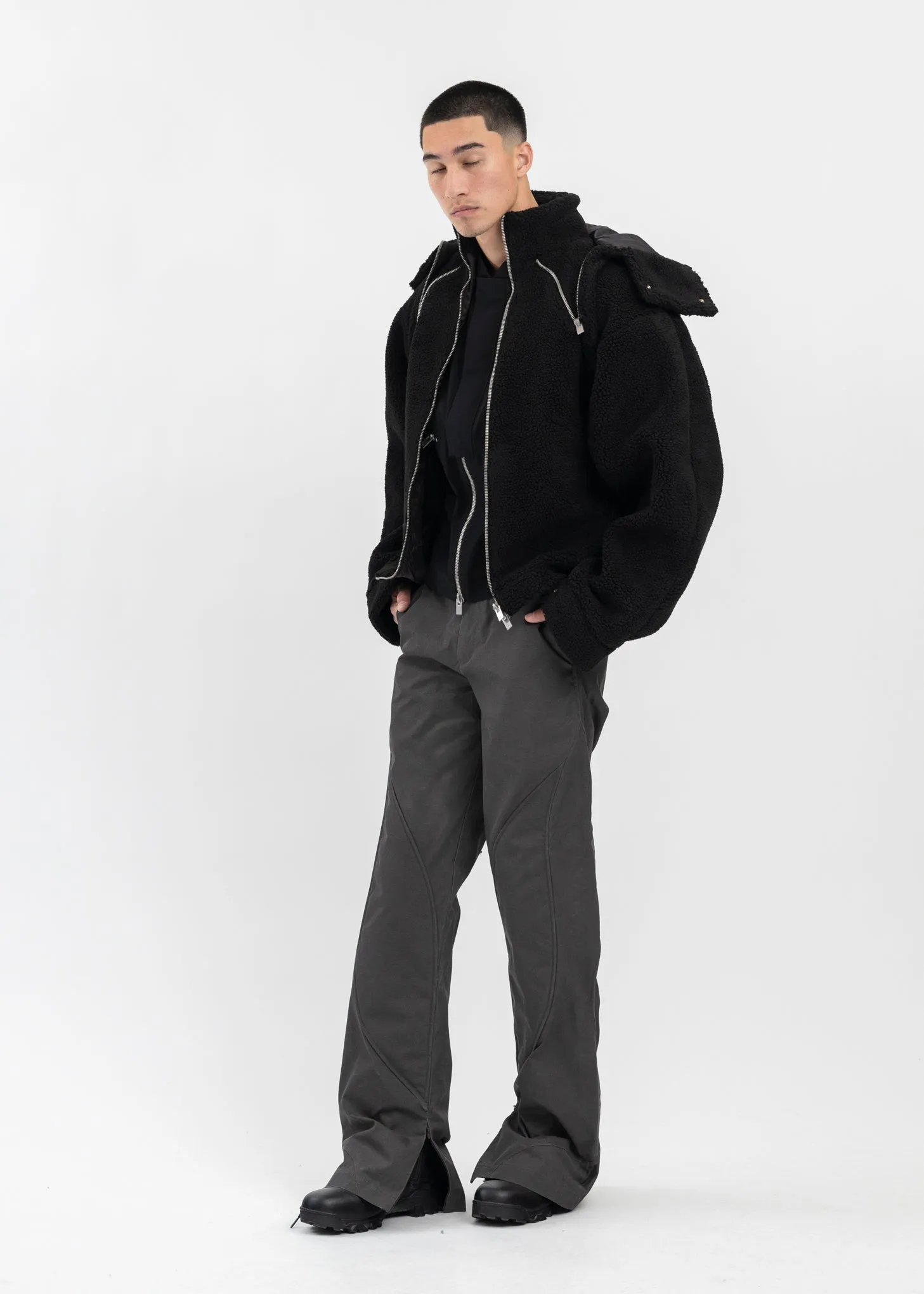BLACK TRUSS FLEECE JACKET