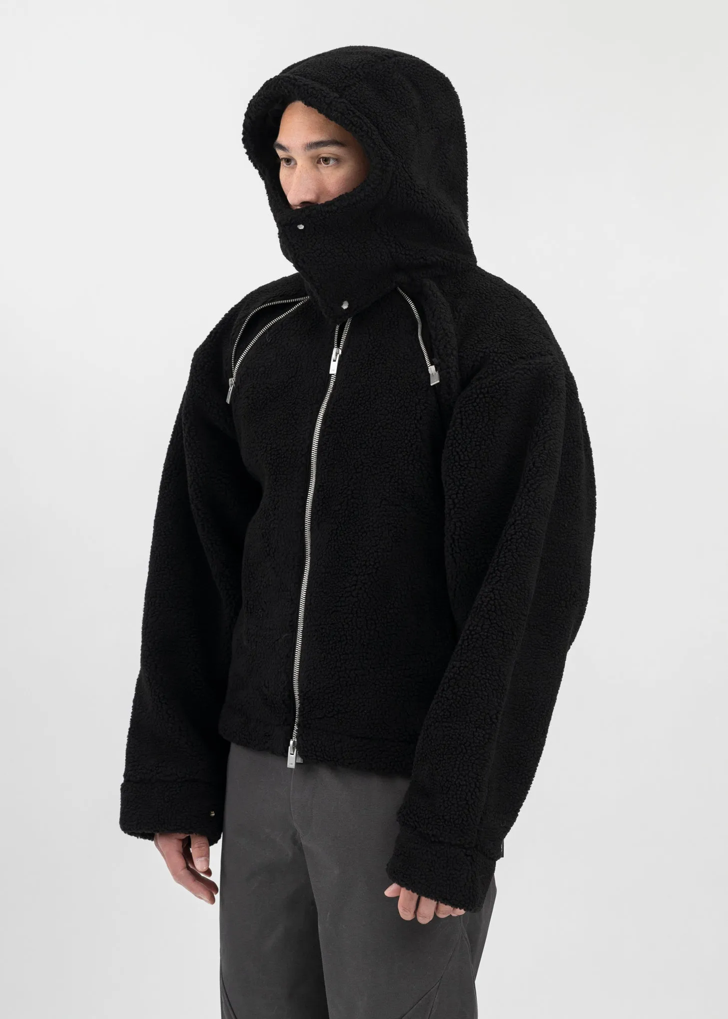 BLACK TRUSS FLEECE JACKET