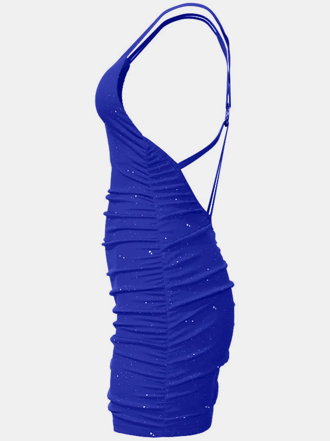 Blue Zone Planet |  Grace's Glitter Double Spaghetti Straps Backless Bodycon Mini Dress