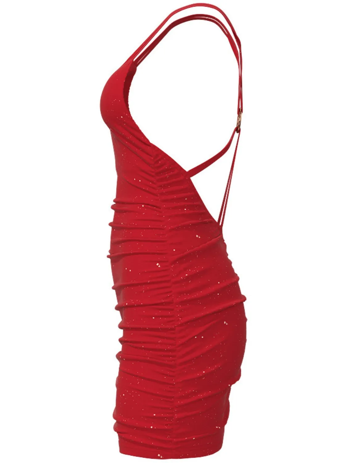 Blue Zone Planet |  Grace's Glitter Double Spaghetti Straps Backless Bodycon Mini Dress