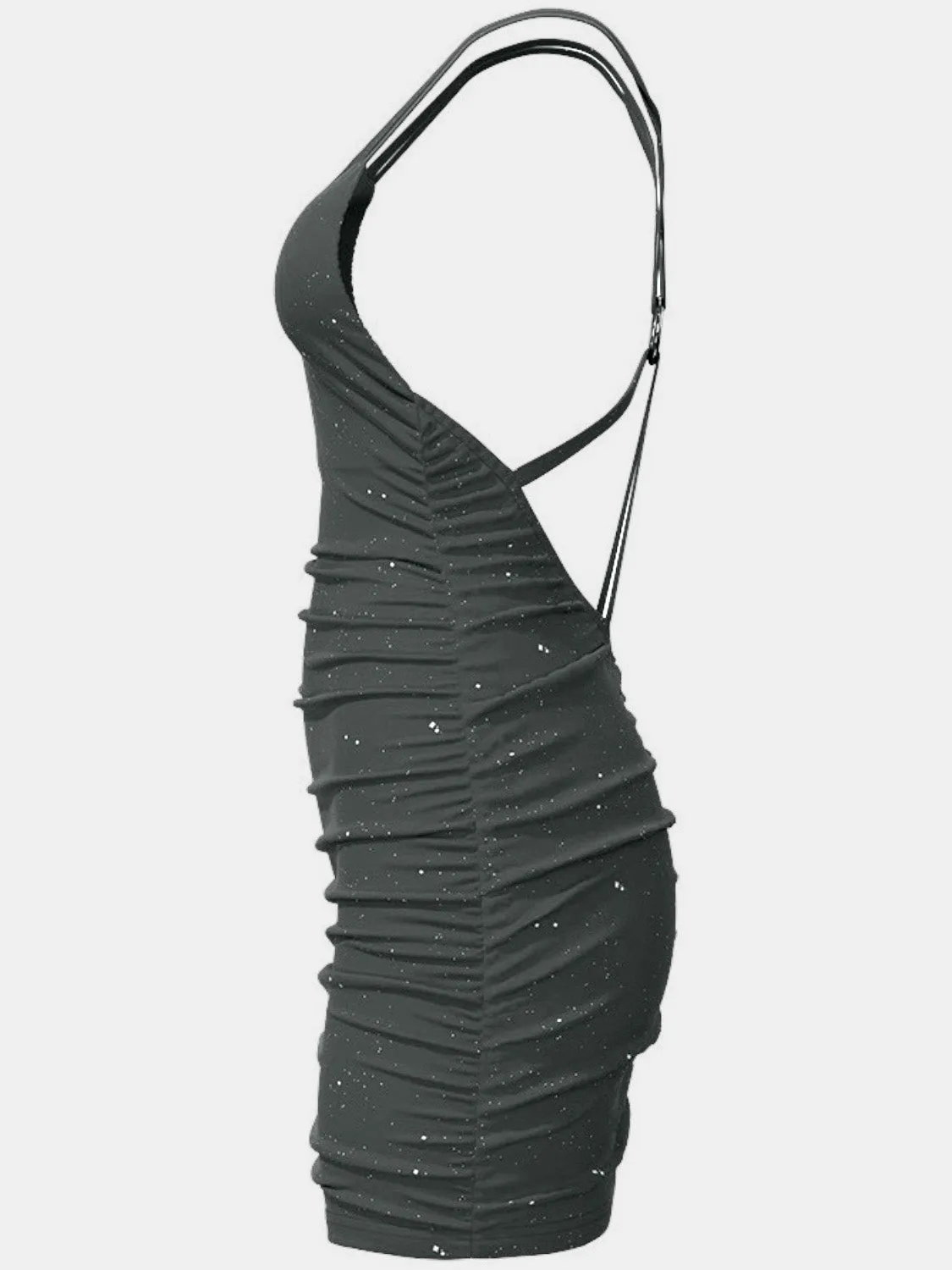 Blue Zone Planet |  Grace's Glitter Double Spaghetti Straps Backless Bodycon Mini Dress