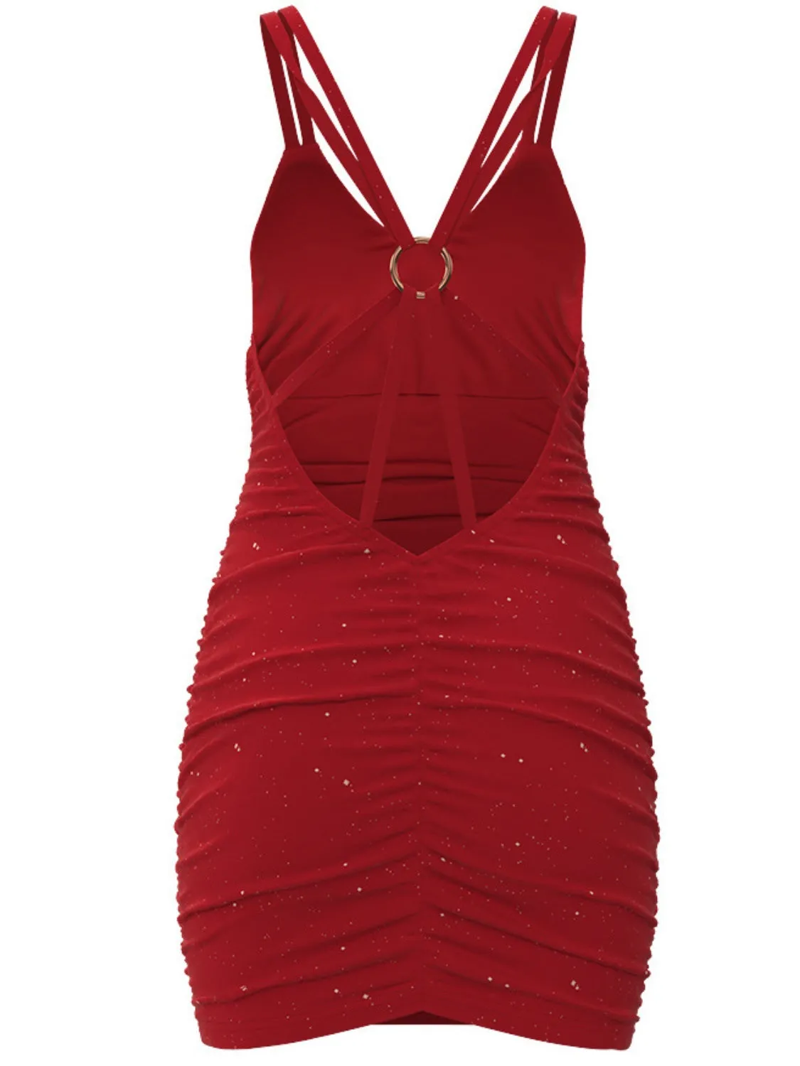 Blue Zone Planet |  Grace's Glitter Double Spaghetti Straps Backless Bodycon Mini Dress