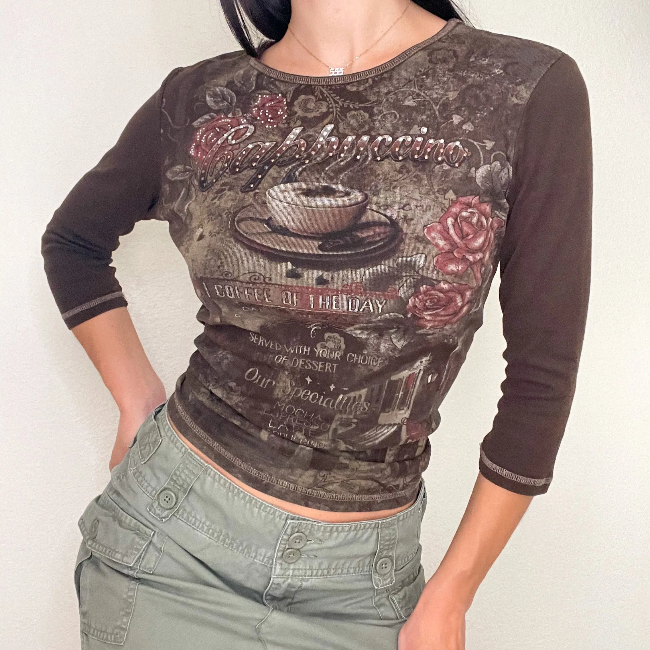 Brown Rhinestone Cappuccino Top