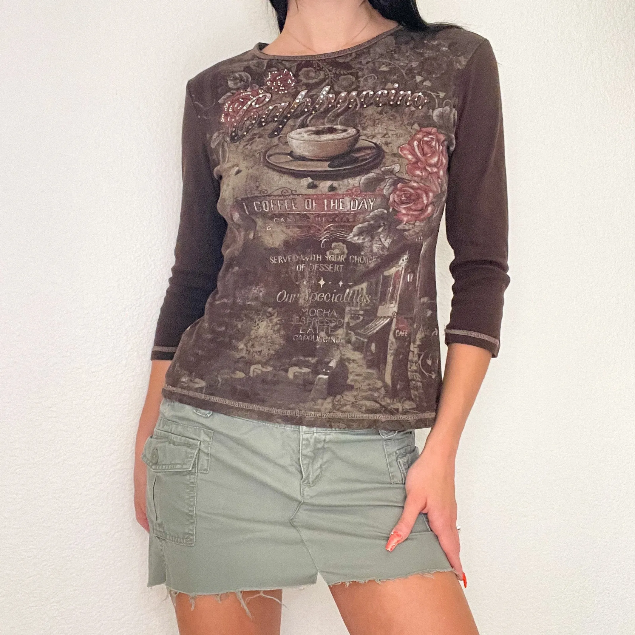 Brown Rhinestone Cappuccino Top