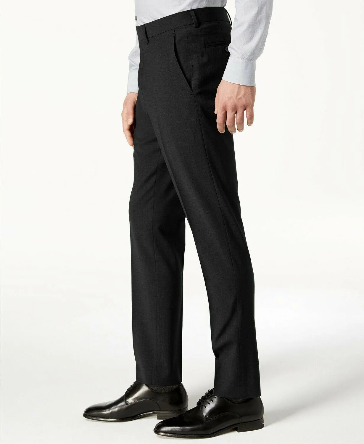 Calvin Klein Mens Skinny fit Dress Pants 33 / 32 Black Solid Stretch
