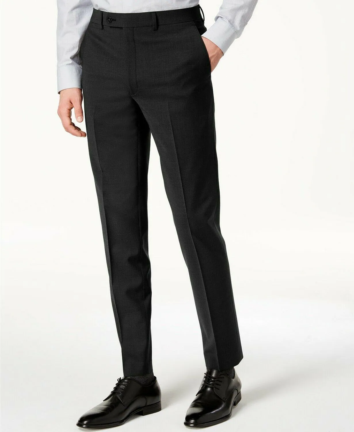 Calvin Klein Mens Skinny fit Dress Pants 33 / 32 Black Solid Stretch