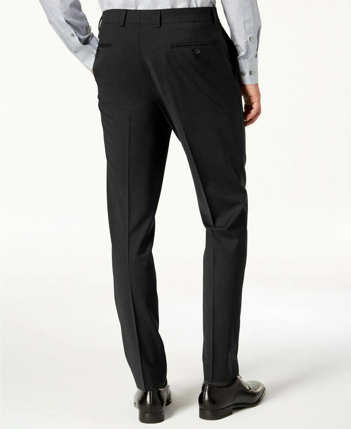 Calvin Klein Mens Skinny fit Dress Pants 33 / 32 Black Solid Stretch