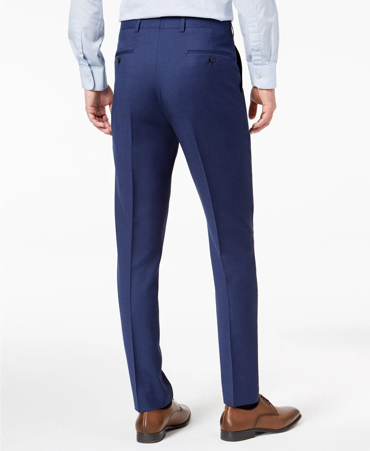 Calvin Klein Mens Slim fit Dress Pants 33 / 32 Blue Solid Stretch