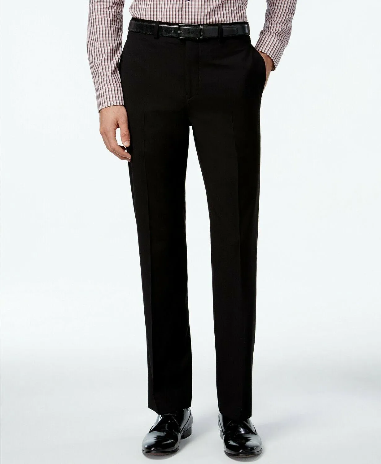 Calvin Klein Mens Slim fit Dress Pants 40 / 32 Black Solid Stretch