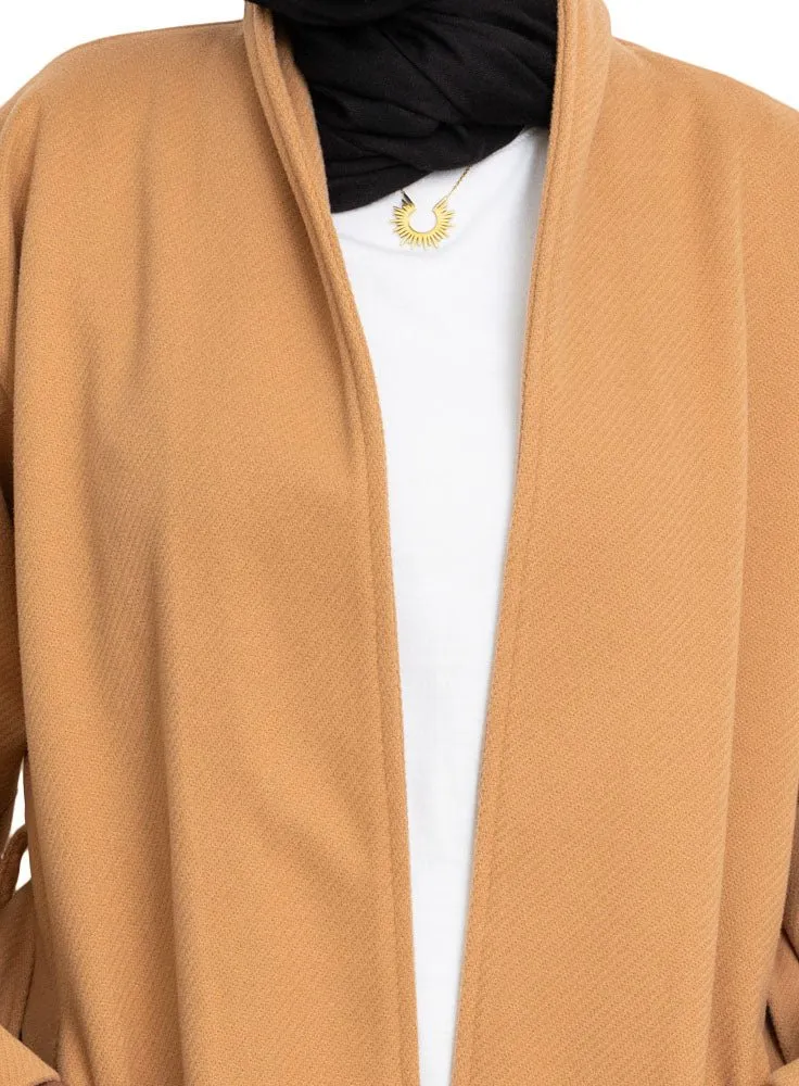 Camel RD-Ribbed Long-Feather Jacket