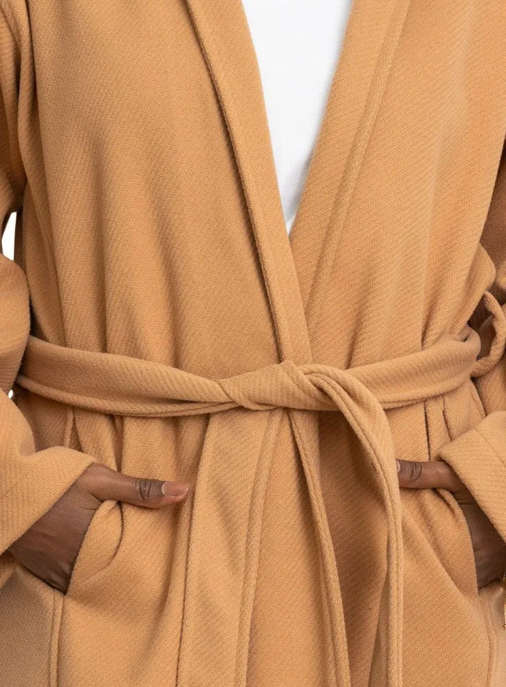Camel RD-Ribbed Long-Feather Jacket