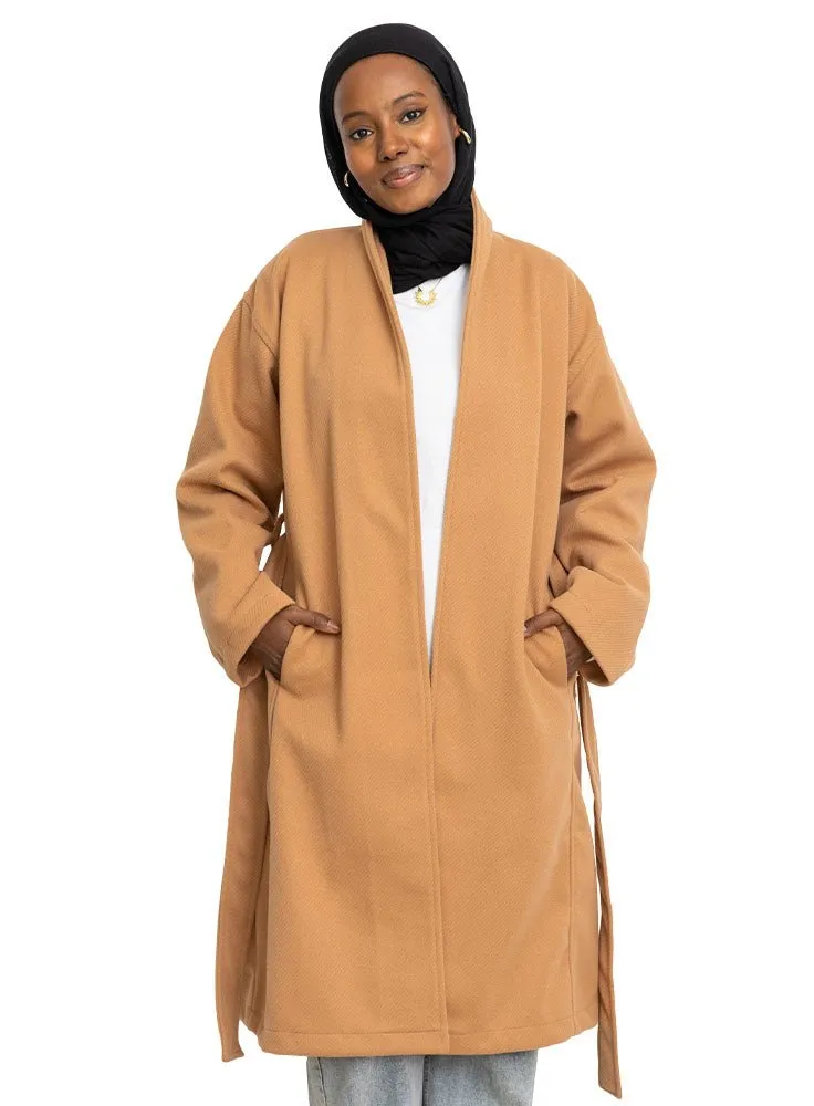 Camel RD-Ribbed Long-Feather Jacket