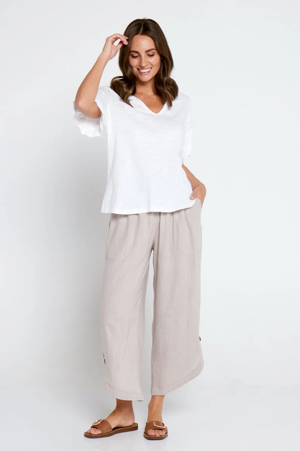 Cartia Linen Pants - Beige