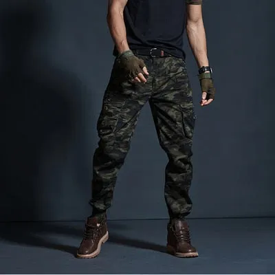 Casual Pants Men Military Tactical Joggers Camouflage Cargo Pants Multi-Pocket Fashions Black Army Trousers