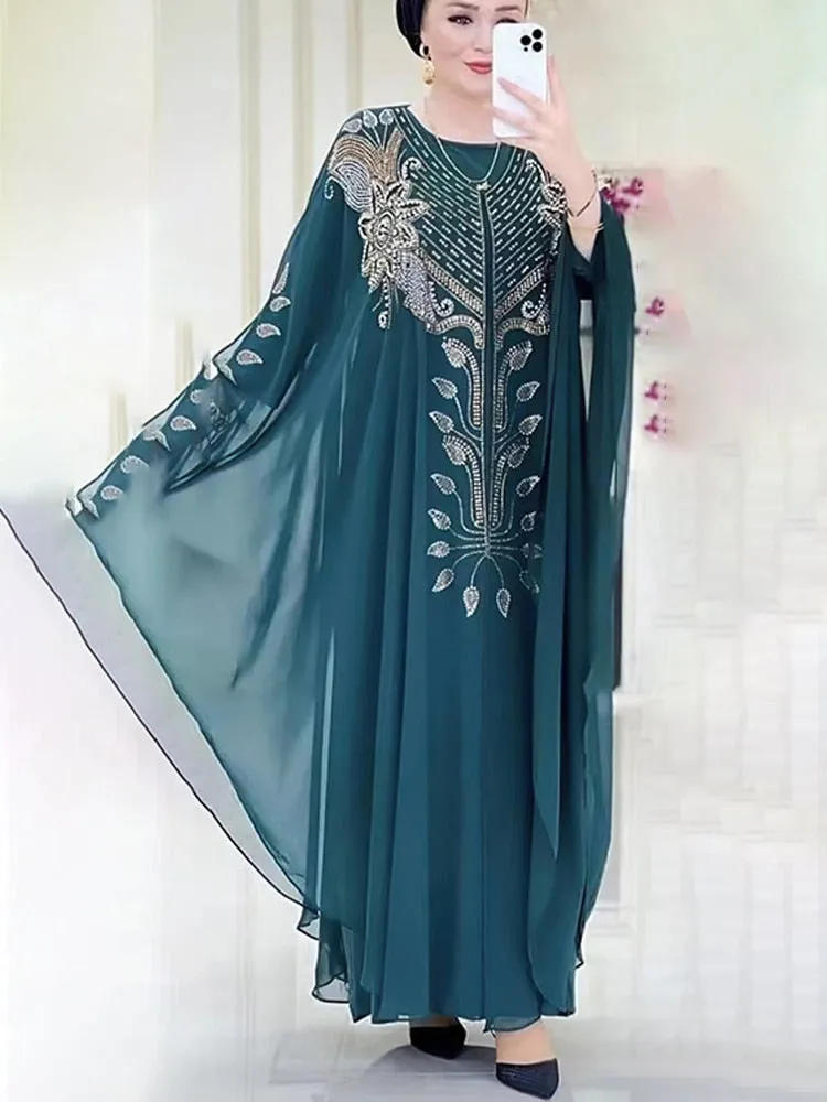 Chiffon Boubou 2 PCS Dubai Abaya Kaftan