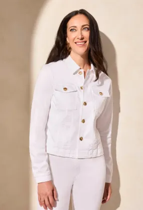 Comfort Stretch Button-Front Denim Jacket