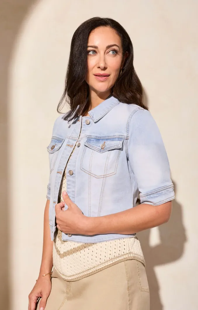 Comfort Stretch Elbow Sleeve Denim Jacket