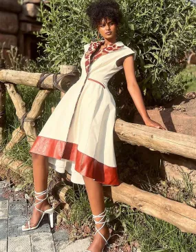 Cream White Leather Dress
