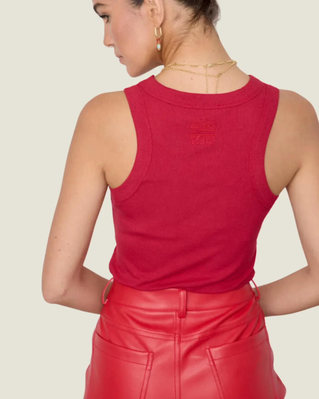 Deep Red Rib Tank Top