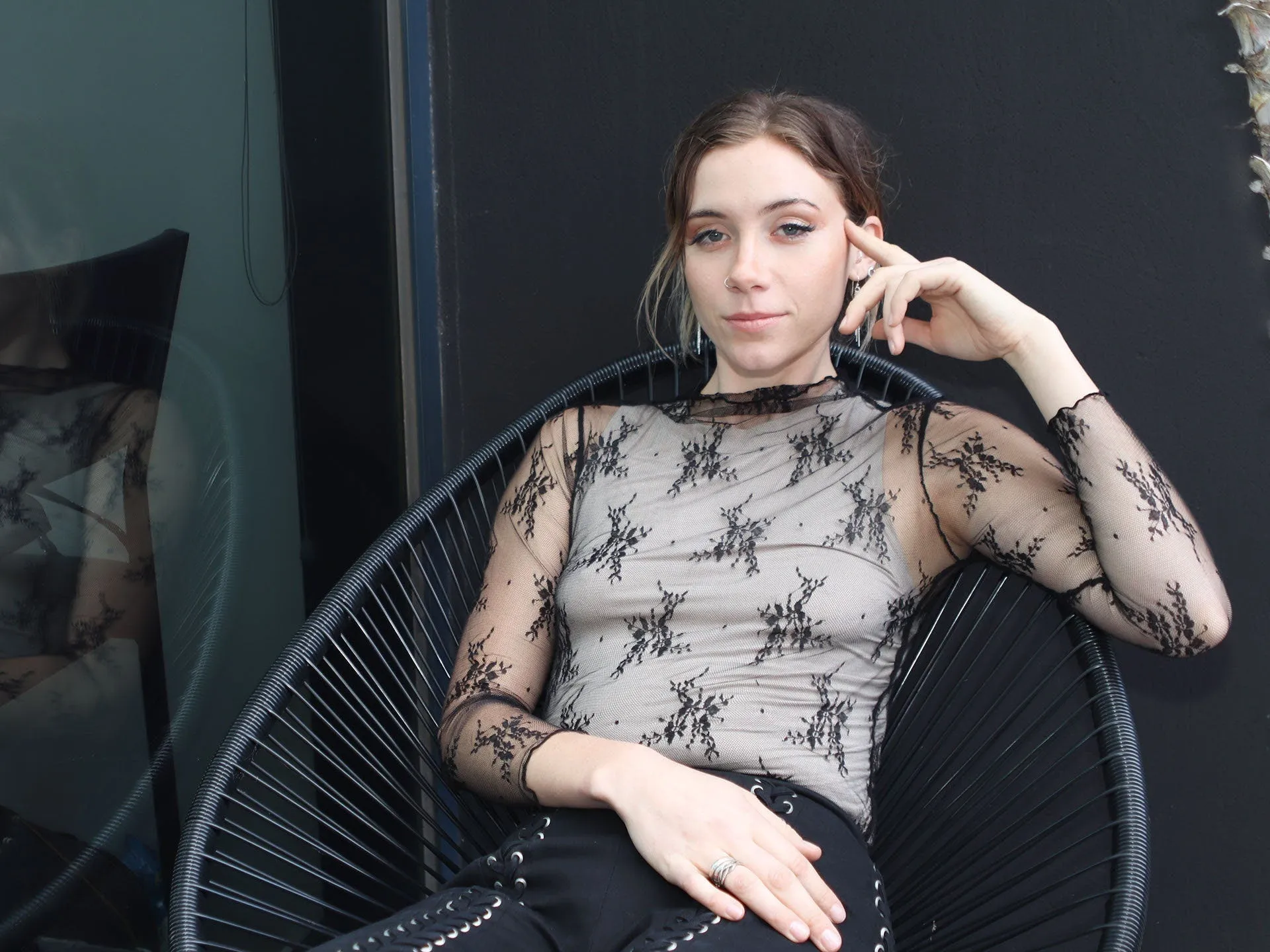 Delicate Lace Black Sheer Stretchy Layering Top
