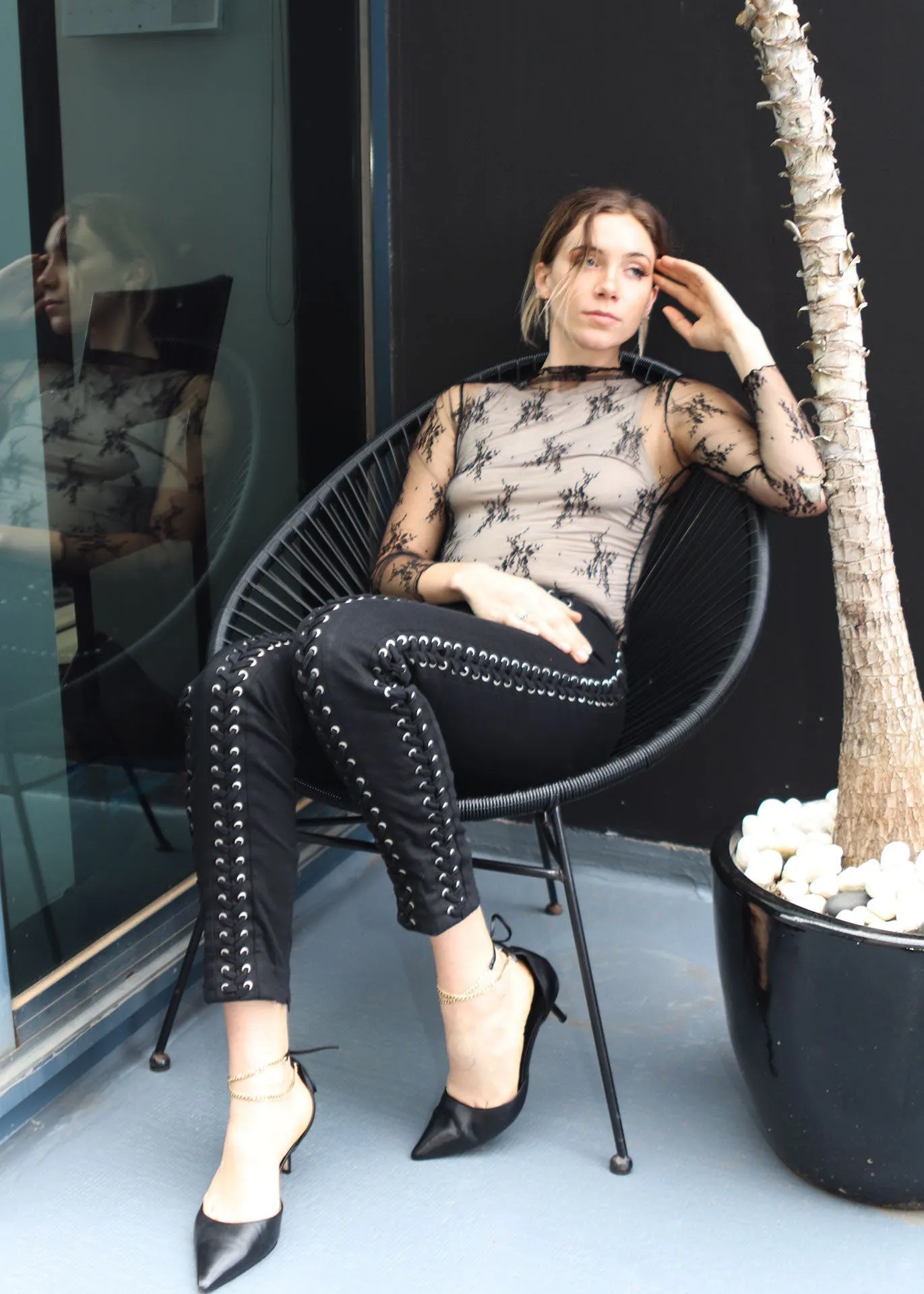 Delicate Lace Black Sheer Stretchy Layering Top