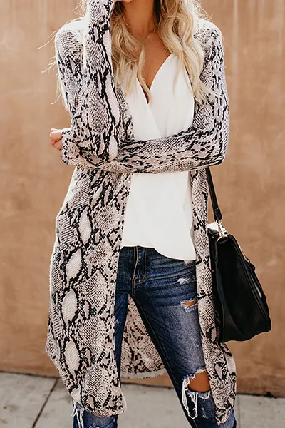 Dunnmall Casual Street Print Split Joint V Neck Outerwear(5 colors)