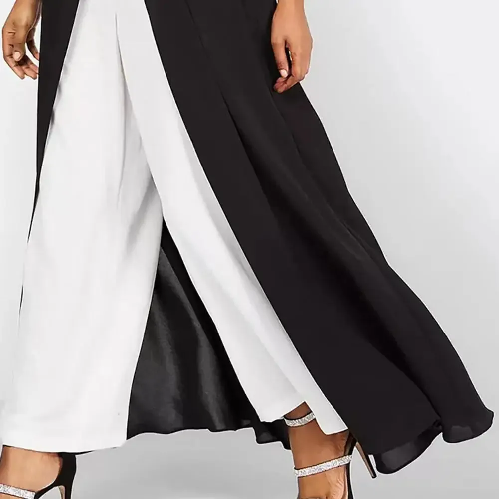 Elegant Sleeveless Maxi Dress with Wide-Leg Pants