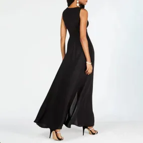 Elegant Sleeveless Maxi Dress with Wide-Leg Pants