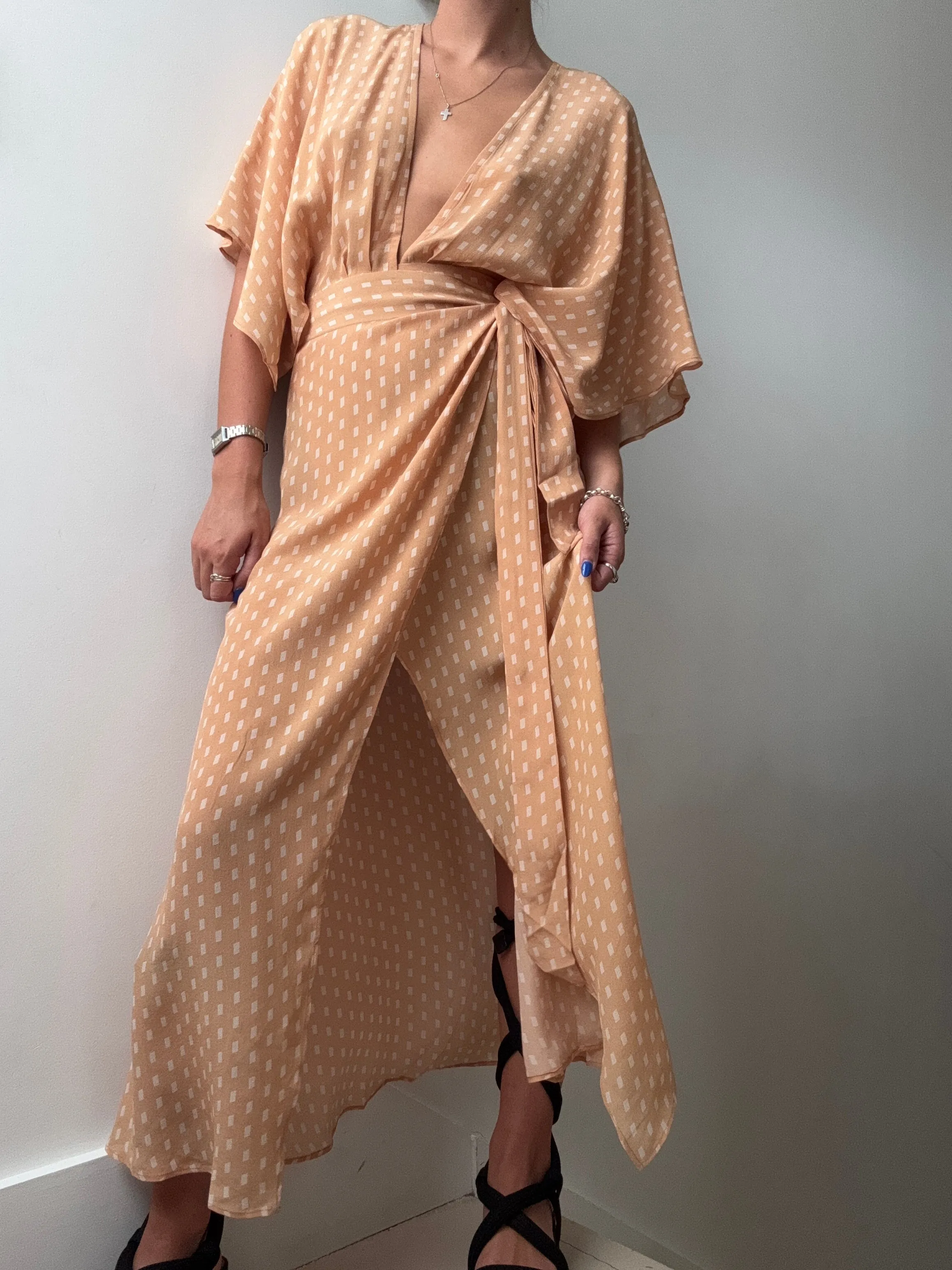 Evarae Silk Wrap Dress Brulee