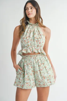 Floral Crop Top Set