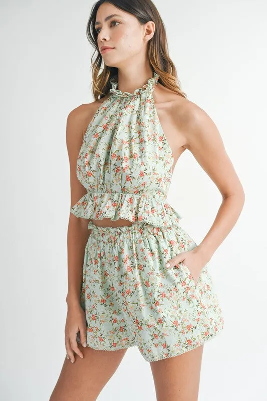 Floral Crop Top Set