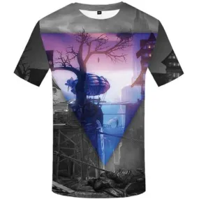 Geometric Flowers T-shirt Men Tree T shirts Funny Mechanical Shirt Print Colorful T-shirts Graphic Vintage Tshirt Printed