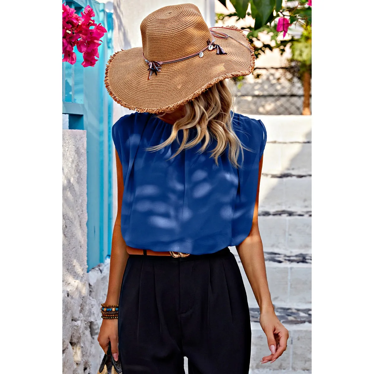 Gwendolyn Ruched Sleeveless Loose Fit Top