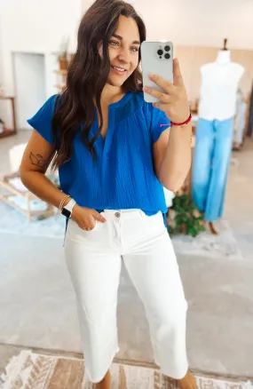 High Rise Wide Leg Crop Denim- White