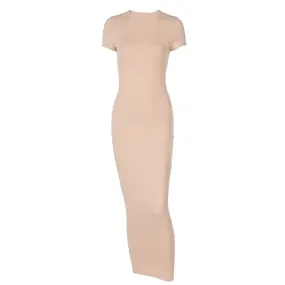 Keep It Simple Short Sleeve Bodycon Maxi Dress