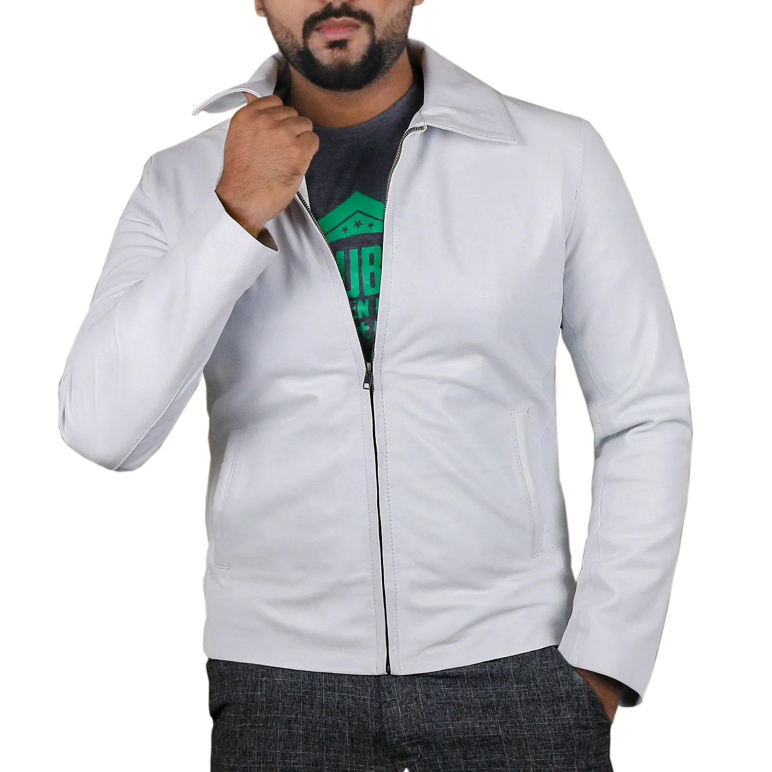 Leather Jackets Hub Mens Genuine Lambskin Leather Jacket (Black, Aviator Jacket) - 1501587
